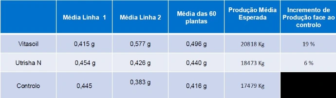Tabela com os resultados estimados