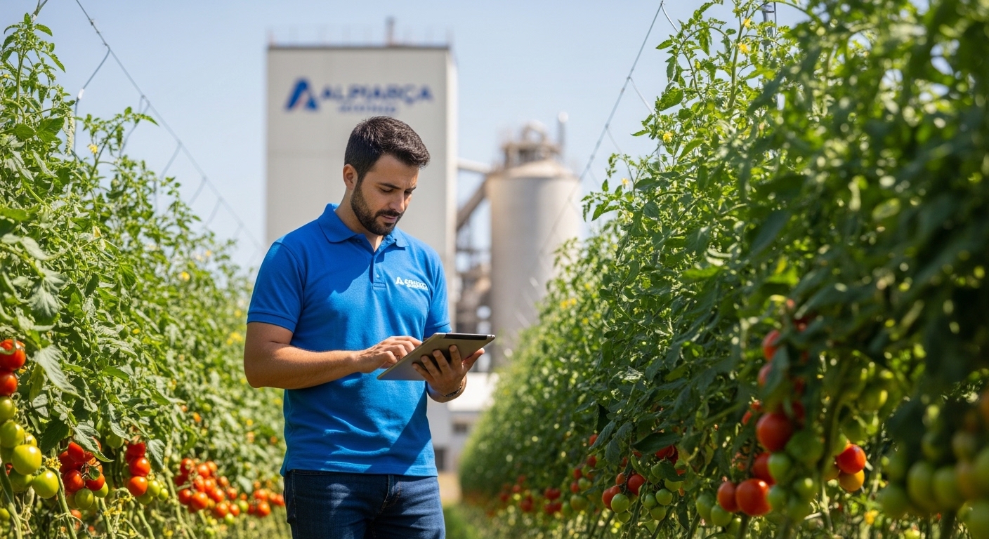 Agrónomo Hubel Verde a analisar dados no campo