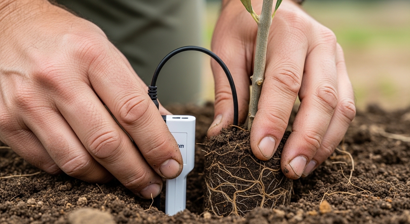 Instalação de sensor de humidade no solo